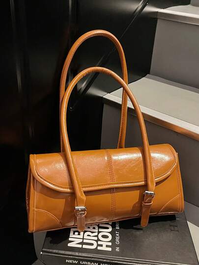 Niche High-End Retro Large Capacity Handbag & Underarm Bag, Versatile Solid Color Pillow Bag, Women Casual Commuter Bag