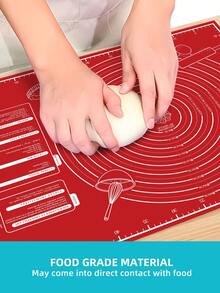 1pc EVA Material Baking Mat, Non-Slip, With Size Markings, Reusable, Suitable For Baking, Rolling Dough, Kneading, Bread, Candy, Cookie And Pastry Making, Kitchen Cooking, Baking Tools, Kitchen Gadgets, Kitchen Accessories, Household Kitchen Supplies, Baking Supplies, Baking Equipment, Bread Making - Red - View 2