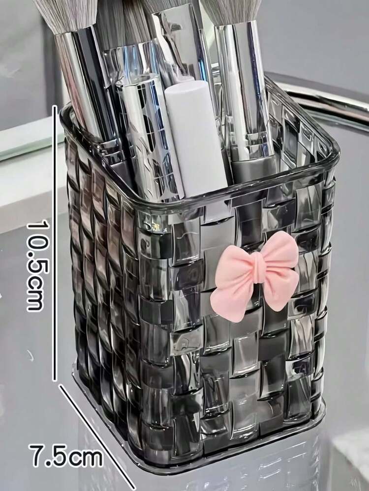 1pc/2pcs Transparent Bow Pen Holder, Student Desk Pen Holder, Desktop Storage Box With High-End Feel, Mini Desktop Trash Can, Suitable For Student Desk Organization, Stationery, Cosmetics Storage, Cute And Stylish Stationery Box, Organizer, Gift For Family, Friends, Coworkers, School Supplies, Pencil Case, Storage Items,Bag - Multicolor - View 3