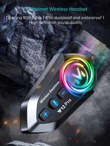 2 piezas Casco de motocicleta Y12 Pro con intercomunicador Bluetooth 5.4, auriculares impermeables con altavoz inalámbrico de intercomunicación a manos libres de 500m - Multicolor - Ver 6