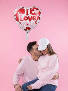 100pcs Heart-Shaped Aluminum Foil Balloons Heart Wedding Printed Aluminum Foil I Love You Balloons