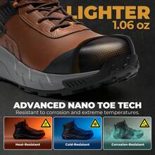 Composite Toe Boots For Men – Waterproof Lightweight Non-Slip ASTM F2412-24 & ASTM F2913-24 Work Boots For Warehouse & Construction, VaporGuard-Nano - 棕色 - 查看 5