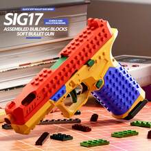Toy building block gun Juego de construcción de bloque de lanzamiento automático - Incluye cartuchos, juguete educativo STEM, equipado con lanzador de balas realista, hecho de bloques MechaniSafe, adecuado para adolescentes y adultos, kit de montaje para padres e hijos, regalo de Navidad/cumpleaños 2025 para niños y niñas (color aleatorio) - Multicolor - Ver 5