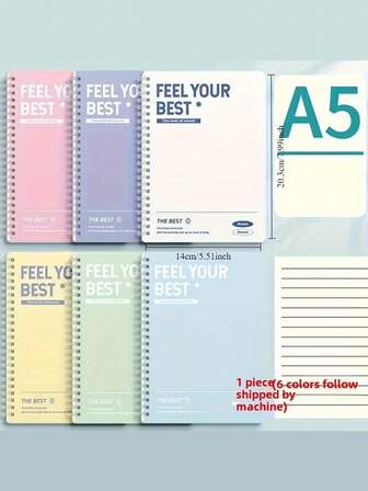 B5 Coil Notebook, Colorful A5 Elegant Notebook, Large Capacity, Thick Spiral Notebook, Minimalist Notebook, Colorful & Stylish, Multi-Color