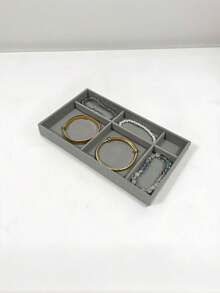 1/9 Pieces Gray Velvet Jewelry Display Tray, Stackable Jewelry Storage Tray, Jewelry Organization Tray, Drawer-Style Jewelry Display Cabinet, Suitable For Earrings, Necklaces, Bracelets, Rings, Multiple Sizes - Multicolor - View 12