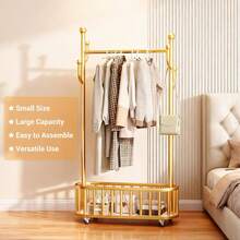 Appendiabiti multifunzionale in metallo con ripiano – soluzione di stoccaggio come appendiabiti per camere da letto, uffici e negozi (80/100 cm) - oro 80cm - Visualizzare 5