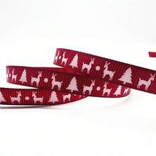 5yards 10mm Christmas Ribbon Printed Christmas Polyester Ribbon For Handmade Design Christmas Decoration Gift Packing