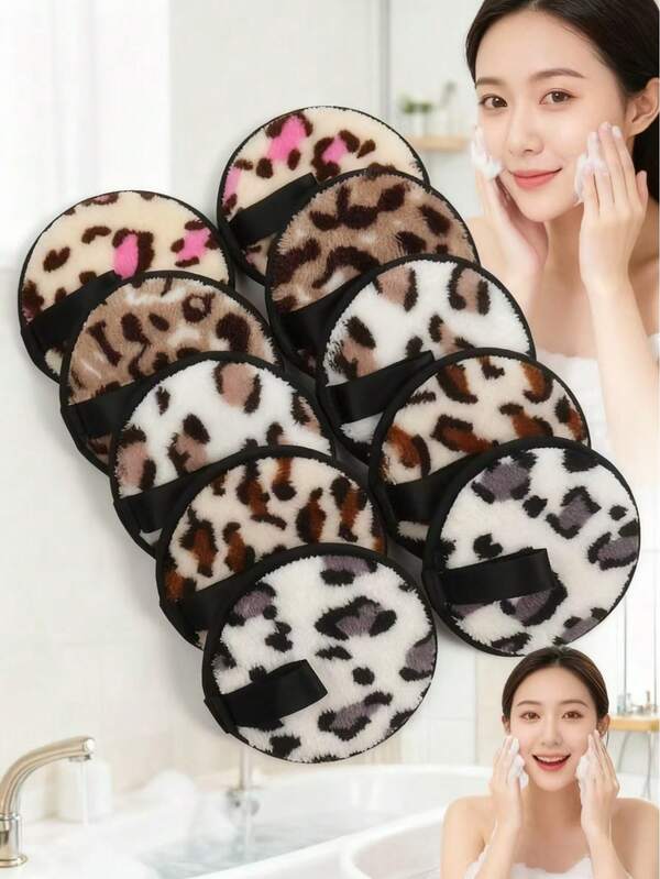 5pcs Reusable Makeup Remover Pads, Random Colors, Double-Sided Washable Makeup Removal Cloth, Circular Design For Face & Skin Care, Fluffy Sponge Cleanse Heavy Makeup And Facial Bedding, Suitable For All Skin Types