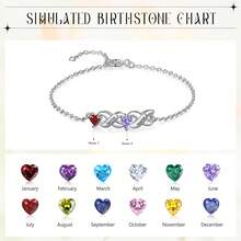 1pc Customized Heart-Shaped Women's Bracelet, Gold Bracelet, Mother's Day Gift, Gift For Her, Women's Jewelry, Gold Jewelry, DIY Jewelry, Women's Jewelry, Dual Birthstone Bracelet, Mother Daughter Bracelet, Anniversary Gift, Gift For Mom, Mother's Day Gift - Silver - View 4
