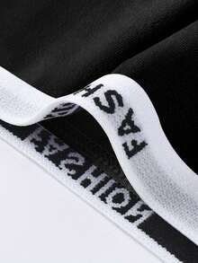 9 件套女士涤纶舒适黑色纯色内裤，青少年时尚字母腰带低腰三角裤