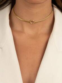 Nooxian 1 件不锈钢打结项链，金色女士珠宝 - 金黃色 - 查看 5