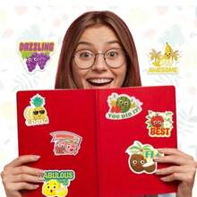 30 unidades de Pegatinas aromáticas Bamda, Pegatinas de frutas para raspar, Pegatinas de frutas lindas y divertidas, Adecuadas para el aula, el hogar, manualidades escolares - Multicolor - Ver 8