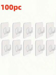 10/5pcs Transparent Wall Mounted Clothes Hangers, Self-Adhesive High Load Bearing Hooks, Suitable For Kitchen, Bathroom, Practical Clothes Hangers, Adhesive Hooks, Towel Racks, Bedroom Wall Decor, Hangers, Hooks, Hangers, Back To School, Storage Racks, Organization, Key Racks, Wall Mounted Key Racks, Key Hooks, Adhesive Hooks, Door Hooks, Bedroom Decor, Kitchen Accessories - White - View 13