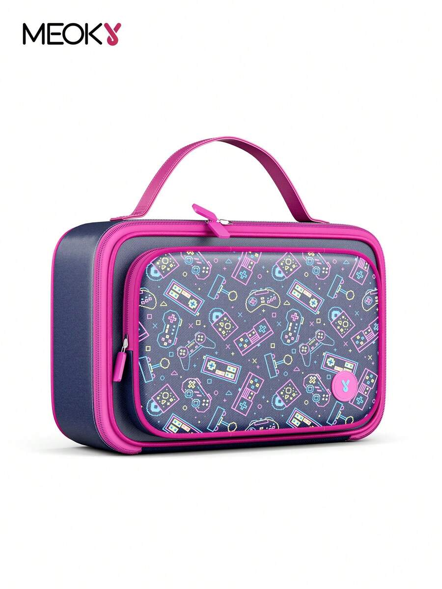 Meoky Insulated Lunch Box – 1pc Large Capacity Thermal Bag with Cute Cartoon Design, Reusable Bento Lunch Tote Keeps Food Warm & Fresh, Ideal for Back to School, Kindergarten, Picnic & Travel - 黑色 - 查看 1