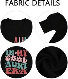 Crew Neck Hoodie, Simple Solid HoodieWomens Auntie Sweatshirt Oversized In My Cool Aunts Era Crewneck Sweatshirts Letter Print Long Sleeve Pullover Top - 白色 - 查看 7