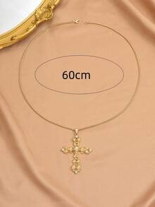 1 Stück Vintage Barock Totenkopf Relief unkonventionelles Design Anhänger Kreuz Halskette geeignet für den täglichen Gebrauch von Frauen