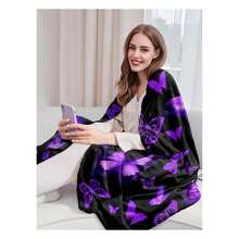 Butterfly Blanket For Women  Purple Butterfly Gifts Butterflies Throw Blanket Decorations For Bedroom Decor 50" X 40" Pop  Gift (Multiple Sizes Available) Nordic Style Acrylic Rectangular Office Nap Sofa Flannel Blanket, Air Conditioning Blanket, Knitted Small Blanket, Shawl Cover Blanket, Bed End Blanket Soft & ,Skin-Friendly Multi-Size Versatile Blanket ,Lettering Numbers Doodle Christmas Blanket,Chicken PrintingPerfect Christmas, Halloween, Birthday Gift For Home Decor,Uplifting Gift For Friends, Family, Happy Valentine's Day,Happy New Year. - 彩色 - 查看 3