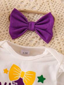 2pcs Baby Girls Cute Dopamine Color White Long Sleeve Bodysuit + Colorful Skirt Set, Autumn/Winter