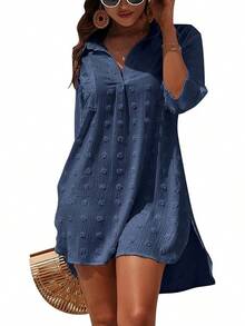 Women's Swimsuit Cover - Ups White Chiffon Bikini Swimwear Beach Dress Outfits Summer 6HQS - 藏蓝色 - 查看 12