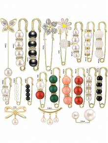 6/12/18/20 Stücke Kunstperlen Taillenknöpfe, süße Broschen, Kunstperlen Broschen, einstellbare Hosen Knöpfe, Legierung Hosen Taillenclips, einstellbare Kleidung Straffzieher, Multi-Größe, Mode Accessoires - Weiss - Übersicht 11