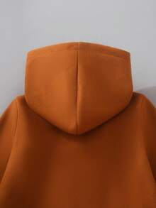 男童纯色休闲连帽长袖外套 - 棕色 - 查看 6