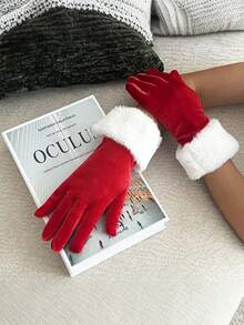 2 Pairs Of White Fur Trimmed Women's Short Velvet Christmas Gloves - Holiday Christmas Party Gloves With Red And White Velvet And Faux Fur For Warmth. Perfect For Weddings, Valentine's Day, Winter Celebrations, Christmas, And Parties.