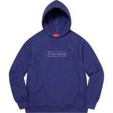Supreme X K Chalk Logo Hooded Sweatshirt SS21 (SS21SW39) Men Cotton Winter Autumn Sport Outwear Pullover Long Sleeve Tops Warm Soft Sweatshirts - 藏蓝色 - 查看 3