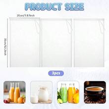 3 Pack Brew Bags, 12.2x. 87 Large Reusable Fine Mesh Bag With Adjustable Drawstring, Home Brewing Hops Grains Fruit Wine Beer Making Brew In A Bag Supplies12.2x. 87 - Initial - View 3