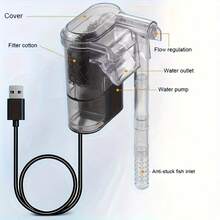One Mini USB Powered Aquarium Filter Pump With External Waterfall Design - A Compact Aquarium Filter For Both Freshwater And Saltwater Aquariums, Easy To Install, Electricity-Free, Durable And Portable, Suitable For Home, Office Or Outdoor Use. Aquarium Filter Pump, Home Waterfall, Modern Aesthetics, Transparent Design, Aquarium Filtration System - Multicolor - View 8