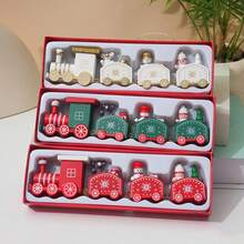 1pc Christmas Decor 4-Piece Mini Train Figurine(Dimensions After Assembly(7.67inx1.81in)), Children's Birthday Gift, Display Decoration