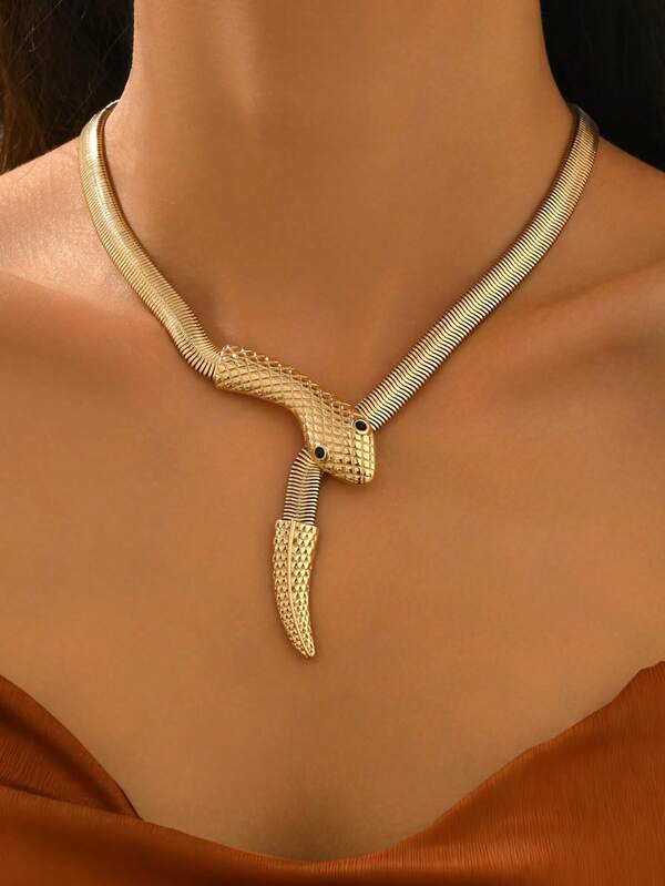 قلادة سلسلة على شكل ثعبان بعملة قديمة بتصميم أنيق وعصري للنساء، مجوهرات شخصية بطراز قديم مناسبة للاستخدام اليومي، العطلات، المواعيد، الحفلات، والتزيين، طول قابل للتعديل