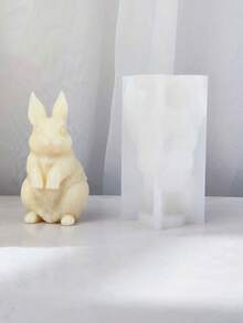 Molde de silicona multifuncional en forma de conejo y conejo de orejas grandes para hacer calentadores de manos y aromaterapia - Blanco - Ver 4