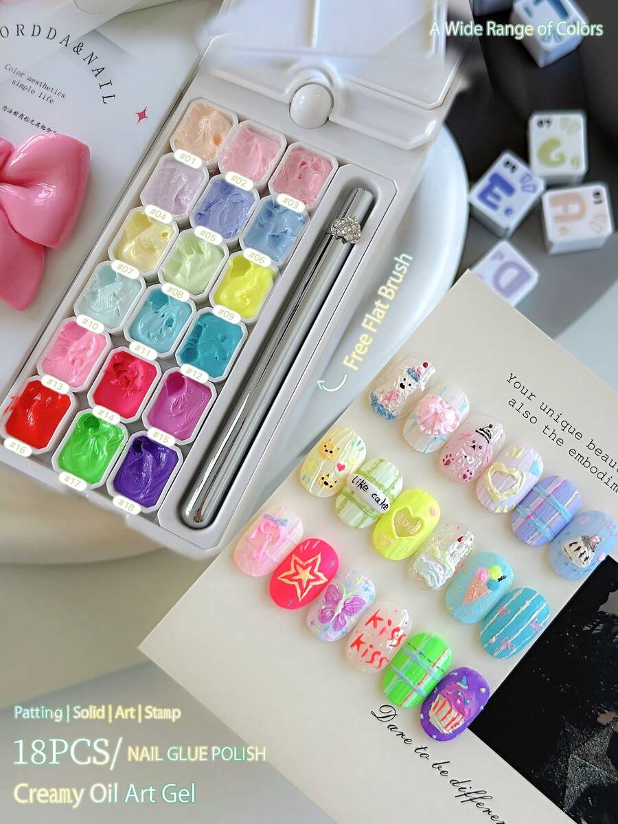 2025 Nail Art Velvet Paint Gel And Cream Gel Set, 18-Panel Fashion LED Nail Gel, High Saturation Color Gel Nail Polish, Glossy Shine Multi-Functional Modeling Gel Nail Polish For Fashion Salon Nail Design, Christmas Gift For Women - Nhiều màu - Xem 1