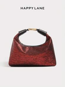 HAPPY LANE Luxury Embroidered Floral Vintage Style Handbag, Black Base With Red, Yellow And White Delicate Flowers - Fashionable Wide Handles With Metal Clasp, Lightweight And Durable, Large Capacity Design, Perfect For Daily, Party And Travel. This Versatile Vintage Tote Bag Exudes Elegance And Personalized, Ideal For Women Pursuing Elegance And Unique Taste, Adding Highlights To Any Occasion And Showcasing Distinctive Fashion Sense. - 玫瑰紅 - 查看 9