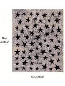 3 Peças de Adesivos de Arte de Unhas Assimétricos de Estrela - Elementos Decorativos de Natal, Ano Novo e Ano Novo em Preto, Branco, Prata, Design de Arte de Estrela Assimétrica no Estilo Y2K, Adequado para Uso Diário, Casamento e Feriados de Mulheres, Adesivos de Arte de Unhas Descartáveis, Tema Minimalista Y2K, Fácil de Colar Decorações de Unhas