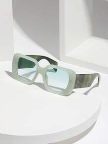 大号方形镜框简约优雅太阳镜，百搭女士多彩夏季时尚渐变镜片拼接波西米亚风 PC 太阳镜，四季遮阳外出装户外海滩海滨度假，馈赠亲朋好友的礼物 - 彩色 - 查看 7