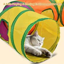 Terowongan Kucing Lipat 4 Arah dengan Bola Mainan Interaktif - Tahan Sobek, Dapat Dicuci, Warna Oranye Gradasi, Cocok untuk Anak Kucing dan Hewan Peliharaan Kecil di Dalam Ruangan - Tabung Poliester Tahan Lama - MultiWarna - View 10