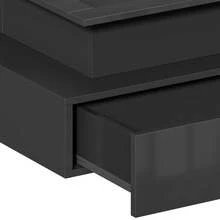 Yitahome Lift Top Coffee Table, High Glossy With LED Strip, Modern Wooden Rectangle Tea Table With 2 Drawers, Black -By GeoTower - Black - View 10
