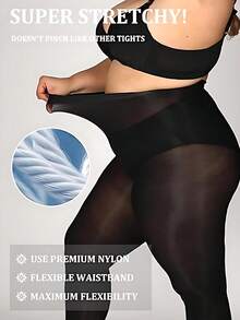 1 đôi quần tất nữ cỡ lớn 80D, màu trơn, chất liệu sợi polyester mềm mại, có thể giặt tay, nhiều màu sắc để lựa chọn, thiết kế cạp cao, phù hợp với phụ nữ cỡ lớn, thoải mái và thoáng khí. - Nhiều màu - Xem 6