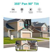 4K Solar Security Cameras Wireless Outdoor, Battery Powered 5GHz/2.4GHz WiFi 360° PTZ Cameras For Home Security With Color Night Vision, PIR Motion Detection, APP Siren Alert, 2-Way Talk, IP66 Waterproof, Support Alexa - 黑色 - 查看 4
