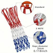 1/2 Packs Of Three-Color Basketball Nets, Red, White And Blue Design, Easy To Install, Durable Nylon Material Suitable For Indoor And Outdoor Basketball Hoops, Universal Replacement Basketball Net, Suitable For Home Courts, Schools And Parks, Improve Shooting Practice And Game Experience