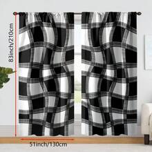 Bộ rèm cửa trang trí in kỹ thuật số đen trắng hình học hiện đại - 2 tấm, rèm cửa sổ riêng tư mỏng nhẹ cho phòng ngủ và phòng khách, vải chải chống phai màu, đầu có túi thanh, polyester, có thể giặt bằng máy, dùng được cho mọi mùa - Nhiều màu - Xem 14