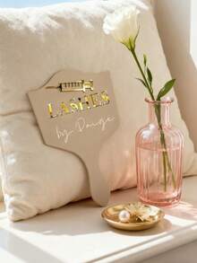 Customized 3D Acrylic Pipette-Shaped Logo Mirror, Acrylic Eyelash Technician Handheld Photo Prop, Eyelash Beauty, Personalized Eyelash Technician Logo, Handheld Eyebrow Mirror - Multicolor - View 9