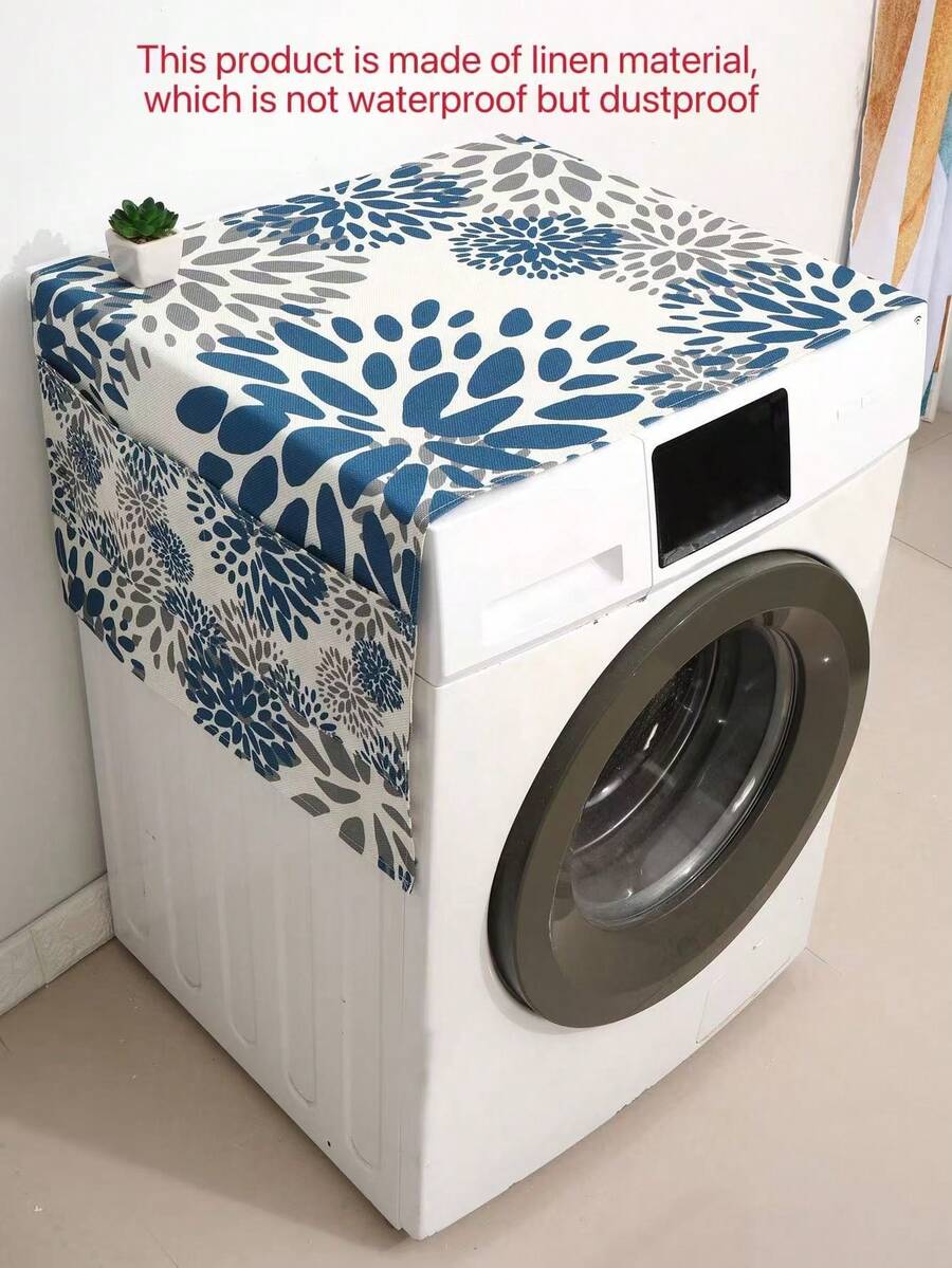 Geometric Pattern Washing Machine Dust Cover, Effectively Prevents Dust And Stains, Made Of Polyester, Non-Waterproof, But Effective In Dust And Stain Prevention, Also An Aesthetic Dust Cover, Easy To Use And Clean - Multicolor - View 1