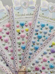 1 Stück zufällige Farbe Kristall Acryl Diamant Aufkleber für Mädchen, DIY handgefertigte dekorative Pentagramm und Pfauenform Juwel Aufkleber