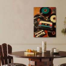 Framed 1pc Vintage Cassette Tape  Poster - Retro Abstract Wall Art With Green & Black Records, Perfect For Living Room, Office, Library, Bar, Or Cafe Decor - Ideal Gift For Birthdays, Holidays, And Special Occasions, Music Room Decor - Framed(Framed(框架)) - 查看 4