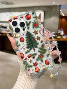 Weihnachtsbaum bemalt, geflochten, gewellter Rand, transparent, befestigtes Armband, flach, bedruckt, bunt, sturzsicher, süß, kompatibel mit iPhone 17/17 Pro/17 Pro Max/16/16 Pro/16 Pro Max/16 Plus/10, sturzsichere Hüllen, neue 14 Candy 15 Handyhülle, XS bemalt, 78P, europäisch und amerikanisch, XR bemalt, 78GES2, bedruckt, Max, kompatibel mit iPhone P15 Pro MXA, sturzsicher, P14, verdickt, P13, weiche Schale, P12, Komplettpaket, P11, sturzsichere kreative Handyhülle - Verschiedenfarbig - Übersicht 2