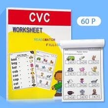 CVC Word Workbooks, Phonics Practice Worksheets For Preschool & Kindergarten Reading & Spelling, Cut & Paste, Read & Match, Fill Sound Activities, Preschool, Kindergarten, Classroom, Homeschool, Teacher Must-Haves, Reading & Spelling Learning Materials For Kids - Multicolor - View 15