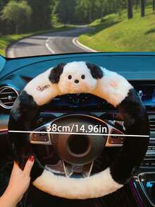 Sanrio 1pc Sanrio Car Steering Wheel Cover, Warm Plush Cartoon Trending Anti-Slip Steering Wheel Protector, Winter
