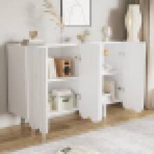 Sideboard, Teardrop-Shaped Sideboard With Molded Doors And Cushion Hinges - White + Particle Board - View 4